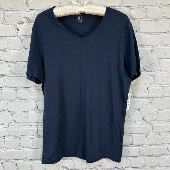 INC International‎ Concepts V-Neck Solid Short Sleeve T-Shirt, Size Small, Navy - Picture 1 of 10